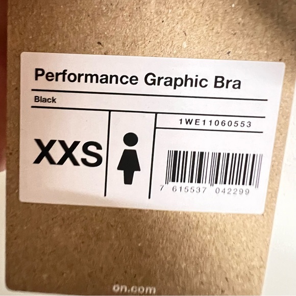 New On Running Performance Graphic Bra in Black XXS D-DD Cup - Picture 6 of 7